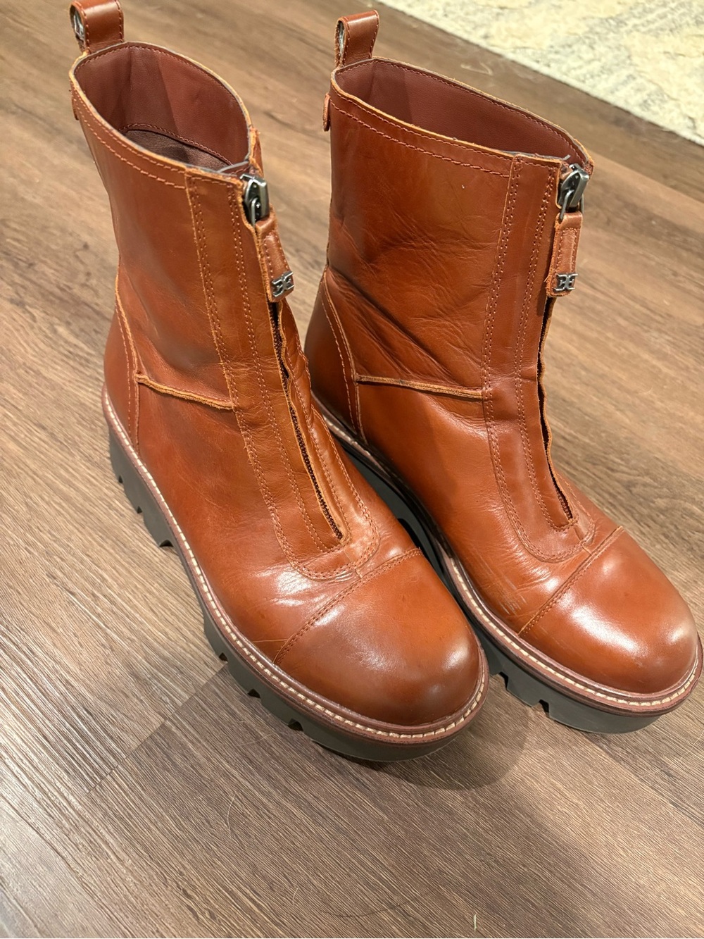 Sam Edelman Cooper Zip-Up Boot in Warm Chestnut Leather